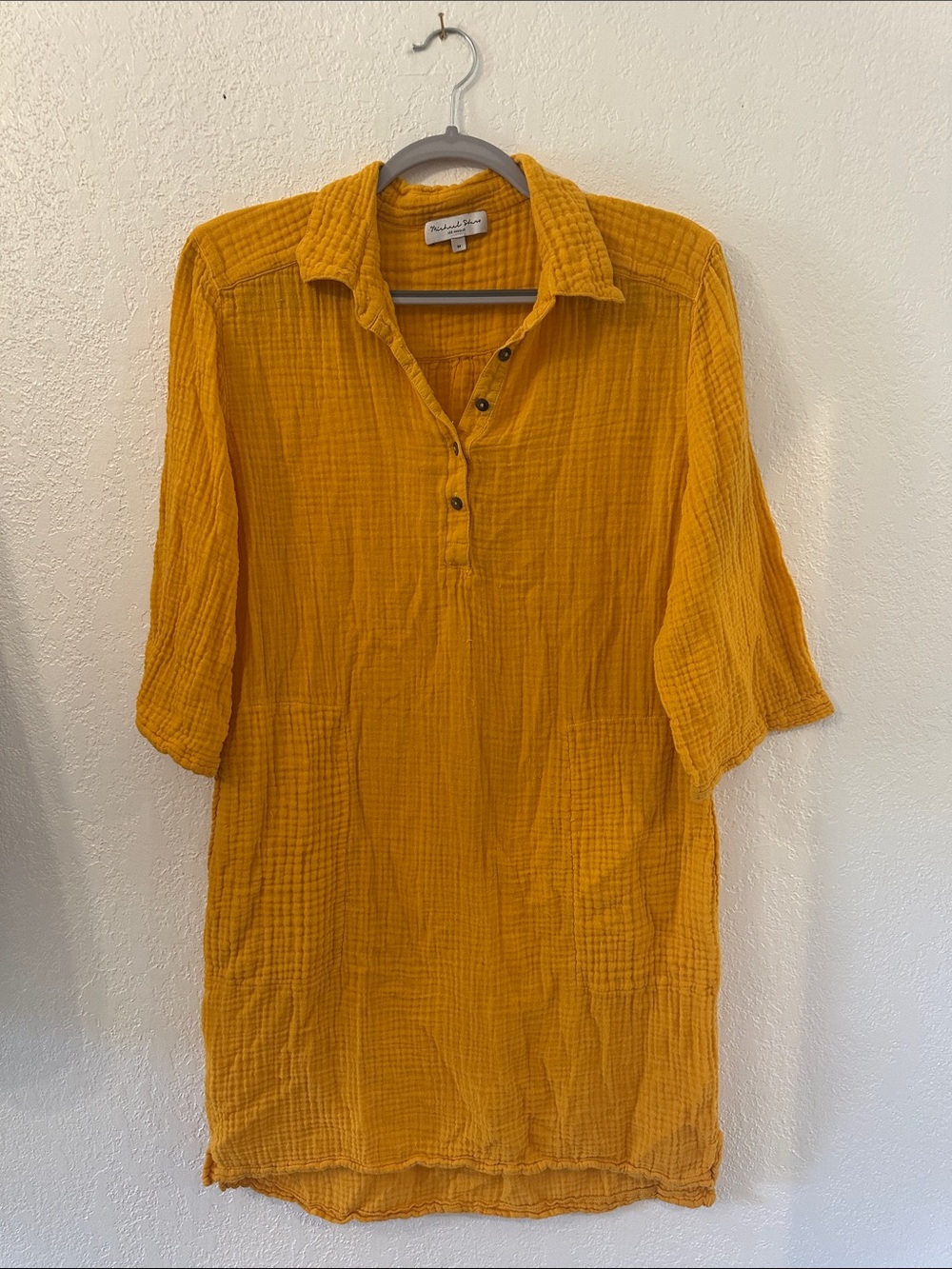 Michael Stars Mustard Yellow Button-Front Gauzy Shirt